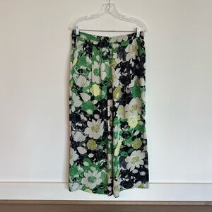 Anthropologie Floral Wide Leg Pants in Green Floral